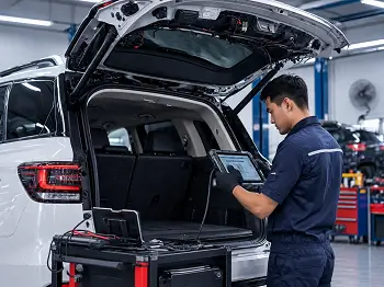 Pemeriksaan sistem elektrik power backdoor mobil