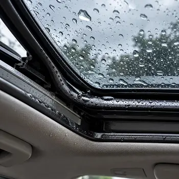 Air hujan pada kaca dan seal sunroof mobil